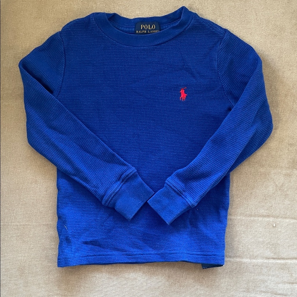 Polo by Ralph Lauren Royal Blue Long Sleeve Waffle Thermal with Red Logo